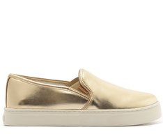 Tênis Slip On Sola Alta Liso Dourado