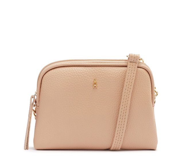 Bolsa Tiracolo Pequena Texturizada Bege