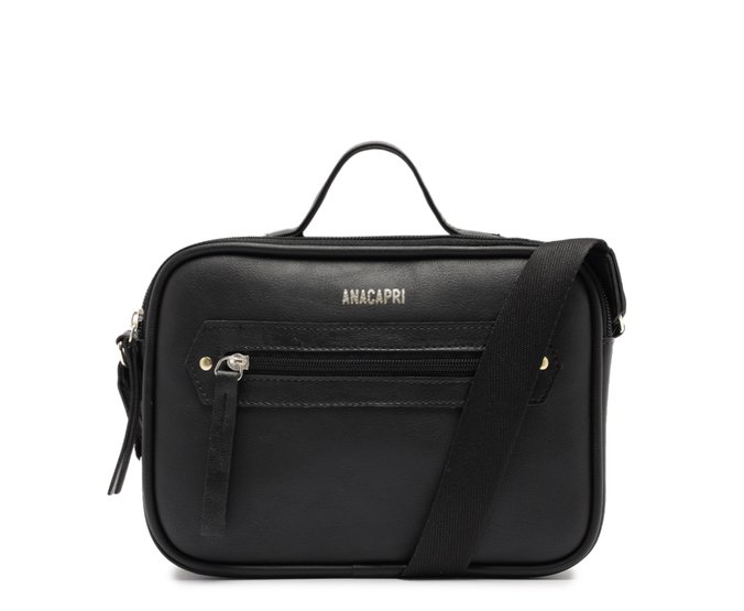Bolsa Tiracolo Média Bolso Frontal Preta