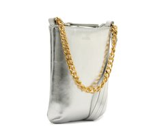 Bolsa Tiracolo Pequena Estilosa Corrente Prateada