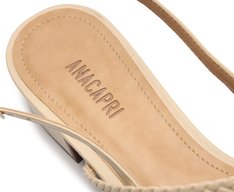 Sapatilha Slingback Salto Bloco Tranças Bege