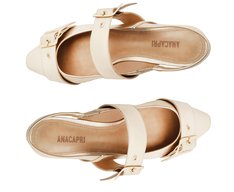 Sapatilha Slingback Tiras Fivela Dourada