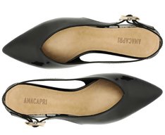 Sapatilha Slingback Salto Bloco Verniz Preta