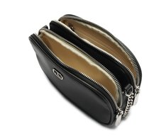 Bolsa Tiracolo Média Divisórias Metal Preta