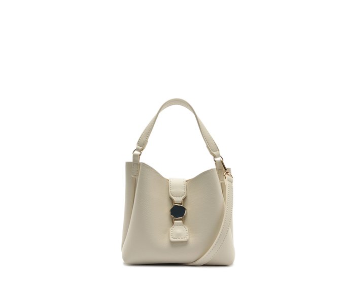 Bolsa Hobo Pequena Fechamento Metal Branco Off