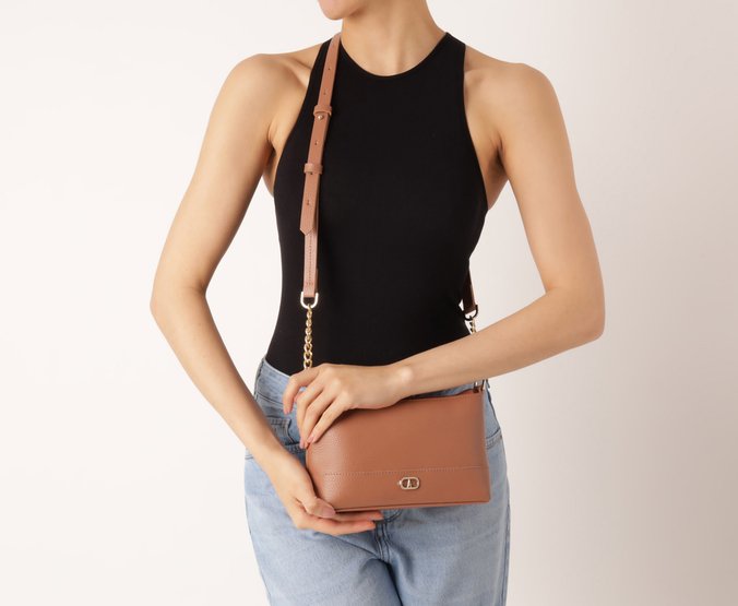 Bolsa Tiracolo Pequena Floater Corrente Marrom