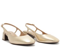 Sapatilha Slingback Basic Salto Bloco Dourada