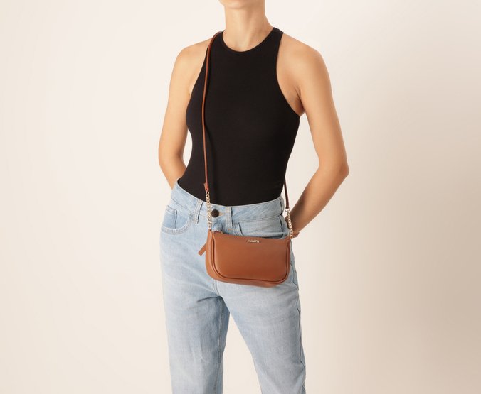 Bolsa Tiracolo Média Fun Marrom