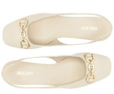 Sapatilha Slingback Bico Quadrado Bridão Branca