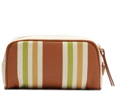 Necessaire Pequena Lona Tricolor Marrom e Verde
