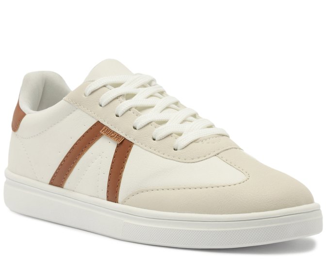 Tênis Pontilhado Lateral Branco e Marrom