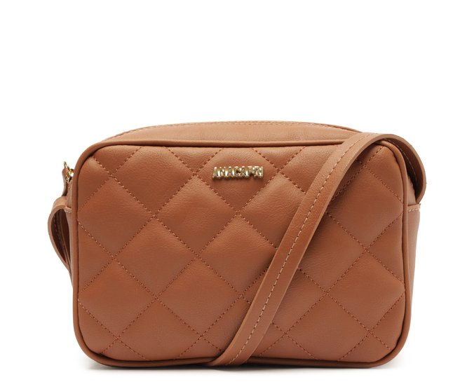 Bolsa Tiracolo Média Metalassê Triangular Marrom