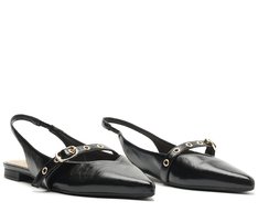 Sapatilha Slingback Tira Única Fivela Preta
