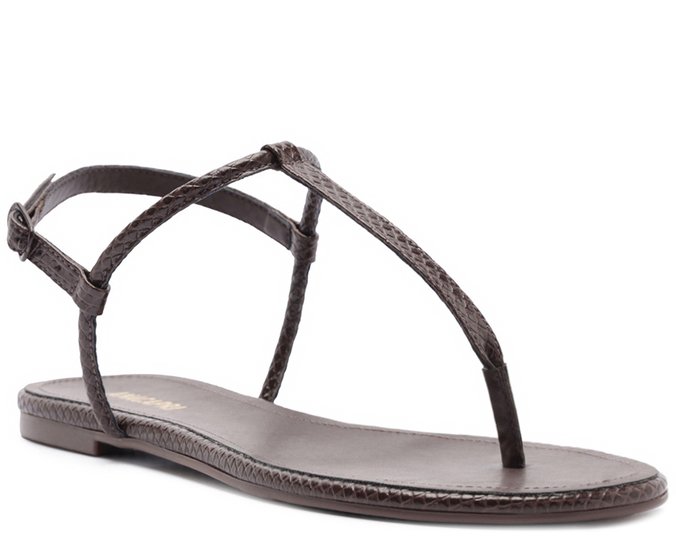 Sandália Rasteira Slim Textura Marrom