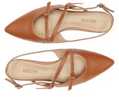 Sapatilha Slingback Bico Fino Duas Tiras Marrom