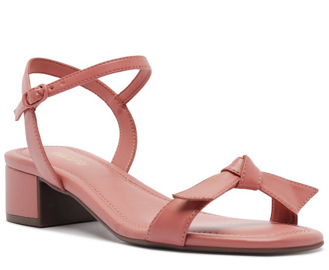 Sandália Salto Bloco Laço Rosa