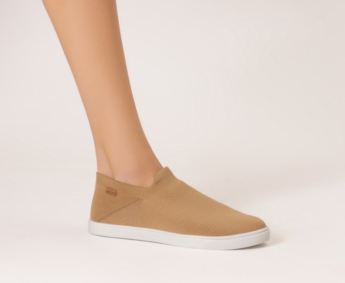 Tênis Slip On Knit Mono Bege