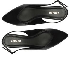 Sapatilha Slingback Salto Bloco Corte Triangular Preta