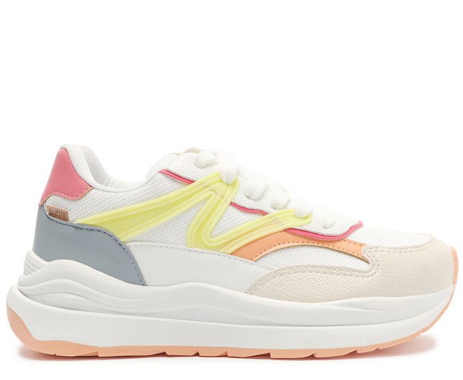 Tênis Sporty Variações Recortes Multicolorido Amarelo Anacapri