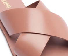 Rasteira Tiras Cruzadas Couro Rosa