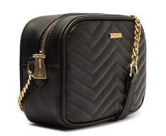 Bolsa Crossbody Média Preta Matelassê Zig Zag