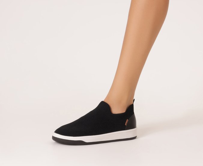 Tênis Slip On Knit Sola Bicolor Preto