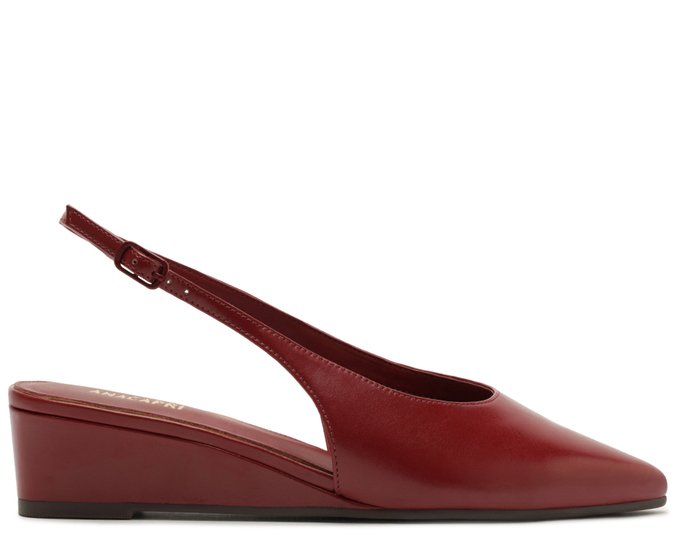 Scarpin Slingback Anabela Bico Fico Vermelho
