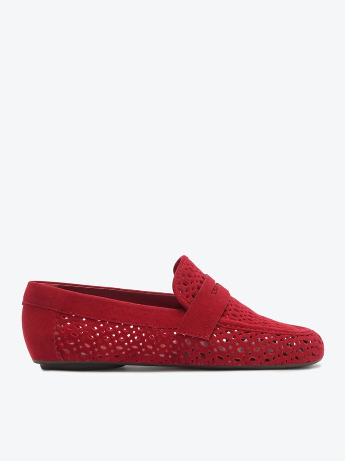 Mocassim Acamurçado Vazado Vermelho