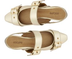 Sapatilha Slingback Tiras Fivela Dourada