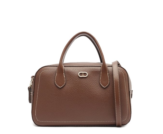 Bolsa Tote Média Costura Marrom