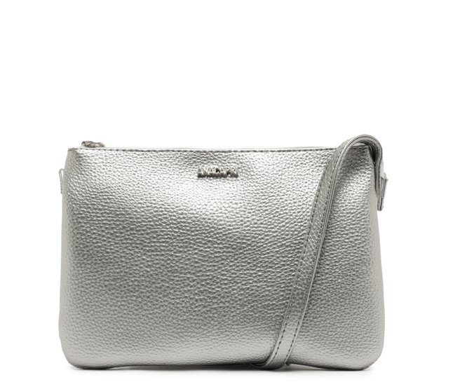 Bolsa Tiracolo Média Quadrada Básica Prateada