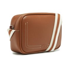 Bolsa Tiracolo Média Alça Bicolor Gorgurão Marrom
