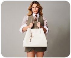 Bolsa Shopping Grande Maxi Chaveiro Branca
