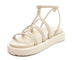 Papete Gladiadora Tiras Boho Branca