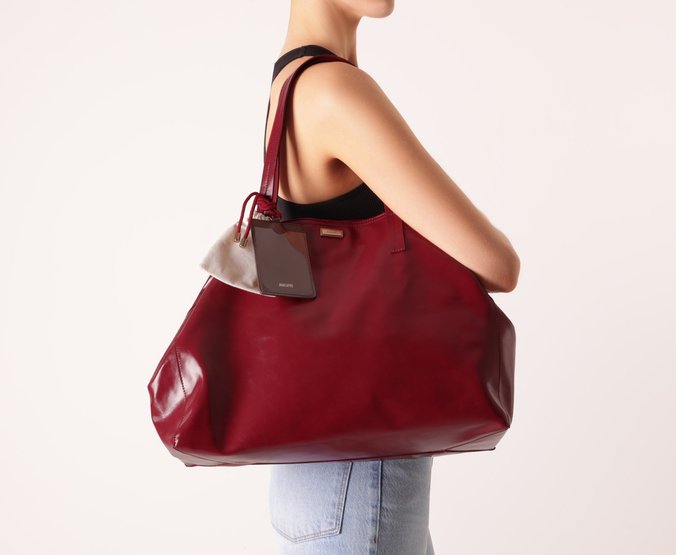 Bolsa Shopping Grande Verniz Porta Cartão Vermelha