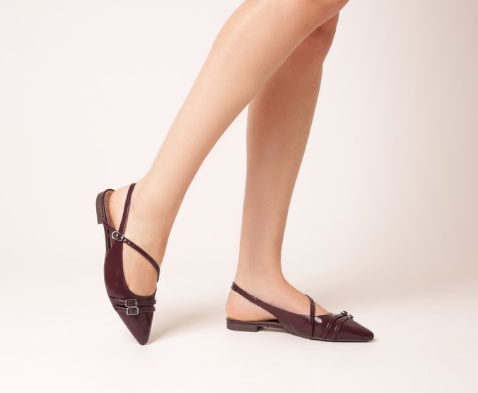 Sapatilha Slingback Fivela Dupla Roxa
