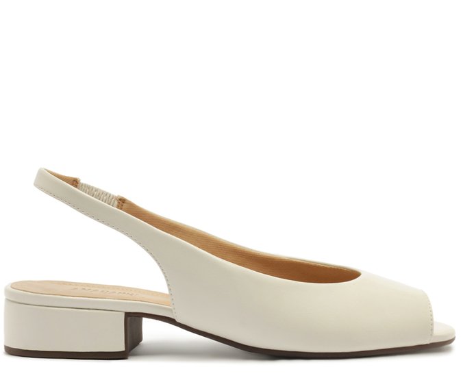 Sapatilha Slingback Peep Toe Branca