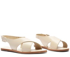 Sandália Monocolor Tiras Cruzadas Bege