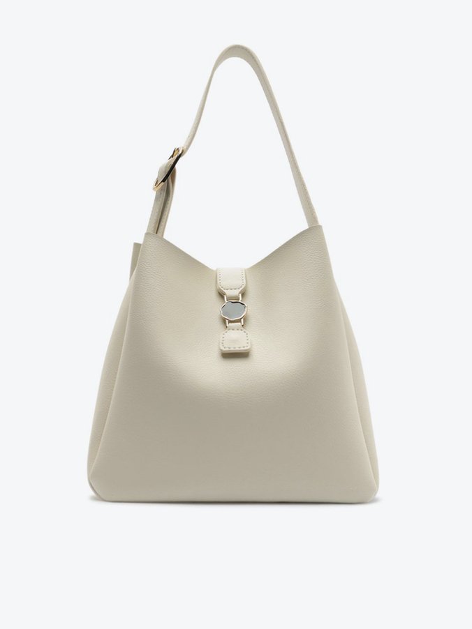 Bolsa Hobo Grande Fechamento Metal Branca