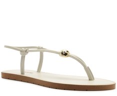 Sandália Rasteira Slim Aplique Metálico Branca