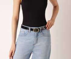 Cinto Largo Fivela Metálica Verniz Preto
