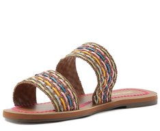 Rasteira Duas Tiras Naturais Multicolor