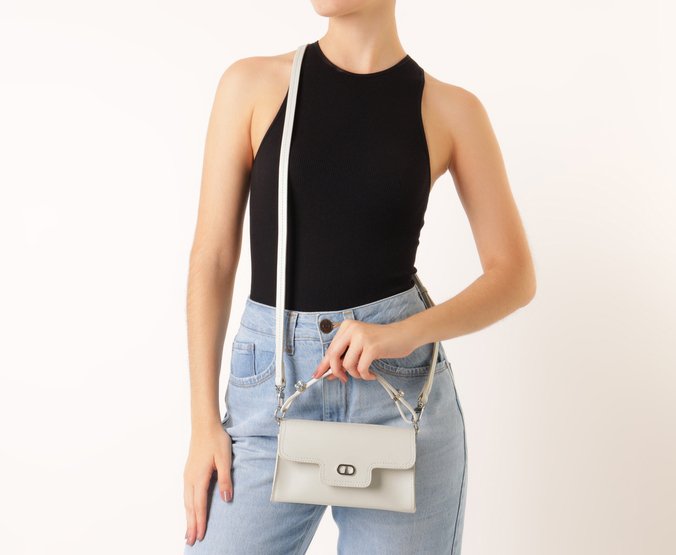 Bolsa Tiracolo Média Pedraria Branca