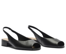 Sapatilha Slingback Peep Toe Preta