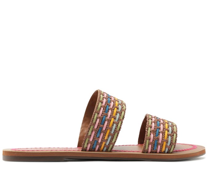 Rasteira Duas Tiras Naturais Multicolor