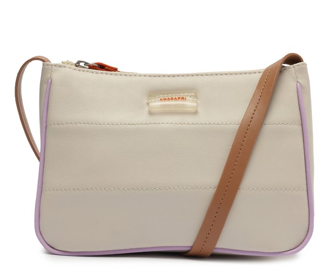 Bolsa Tiracolo Média Multicolorida Branco Off e Lilás