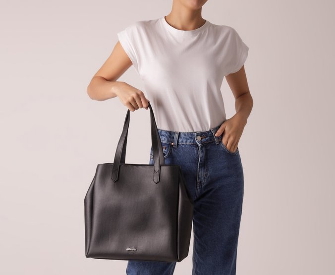 Bolsa Shopping Grande Minimal Preta