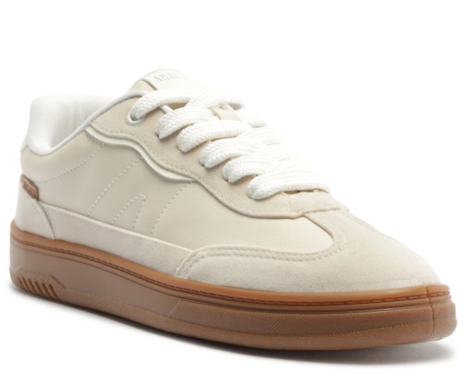 Tênis Lua Sola Alta Recortes Suede Branco Off