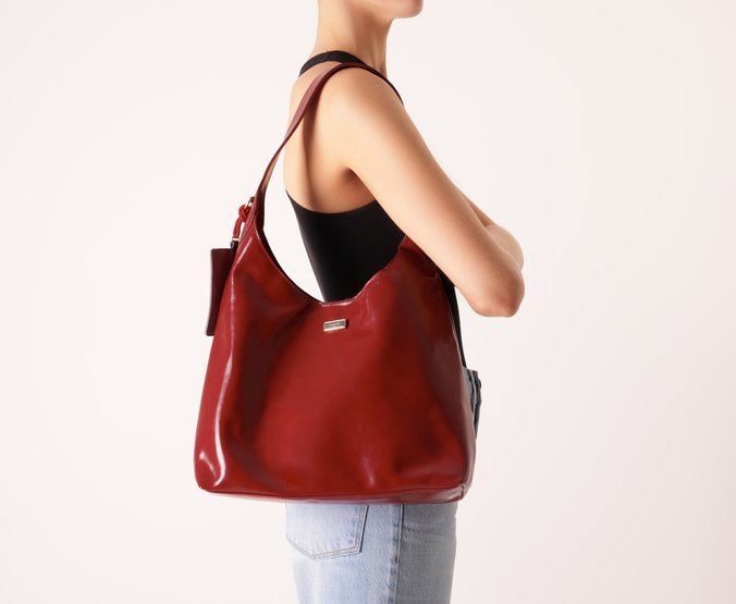 Bolsa Shopping Grande Boho Porta Cartão Vermelha
