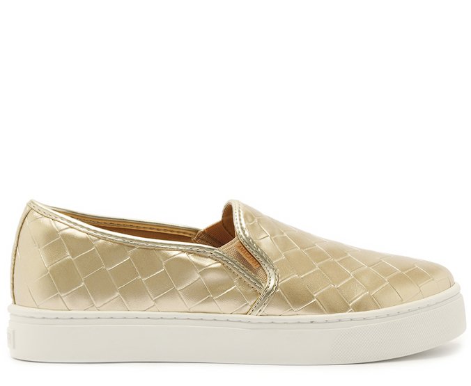 Tênis Slip On Sola Alta Liso Dourado Anacapri